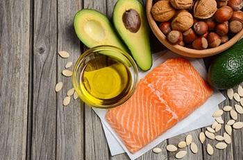 salmon, oil, avocado, seeds and nuts 